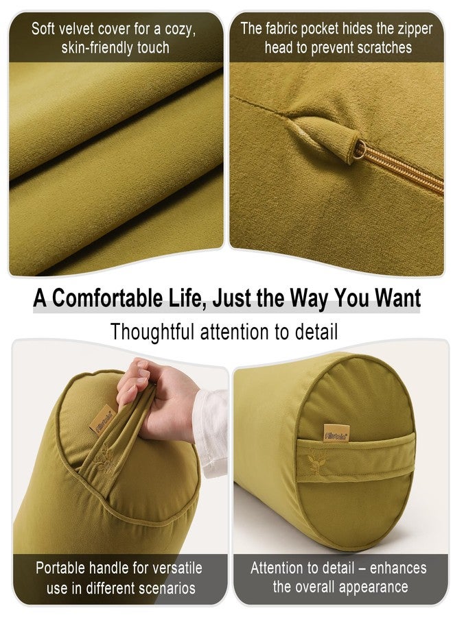 Ailuteie Long Round Body Pillow for Adults - Bolster Pillow for Bed, Cervical Roll Pillow, Firm Support for Sleeping,47.24 x 7.87 Inches,Golden Yellow - Image 5