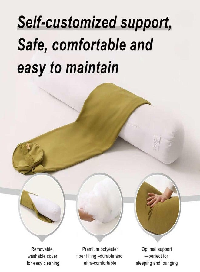 Ailuteie Long Round Body Pillow for Adults - Bolster Pillow for Bed, Cervical Roll Pillow, Firm Support for Sleeping,47.24 x 7.87 Inches,Golden Yellow - Image 4