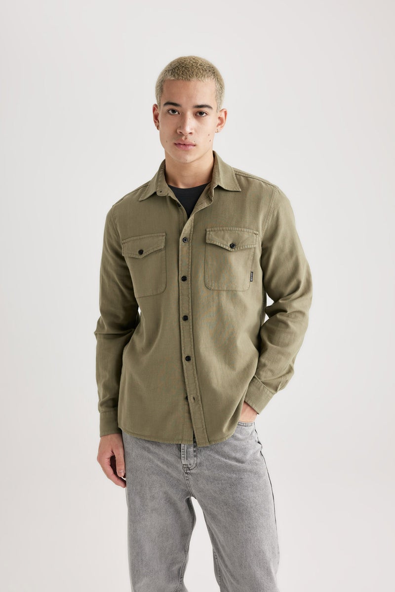 DeFacto Man Regular Fit Cotton Long Sleeve Shirt Jacket - Image 4
