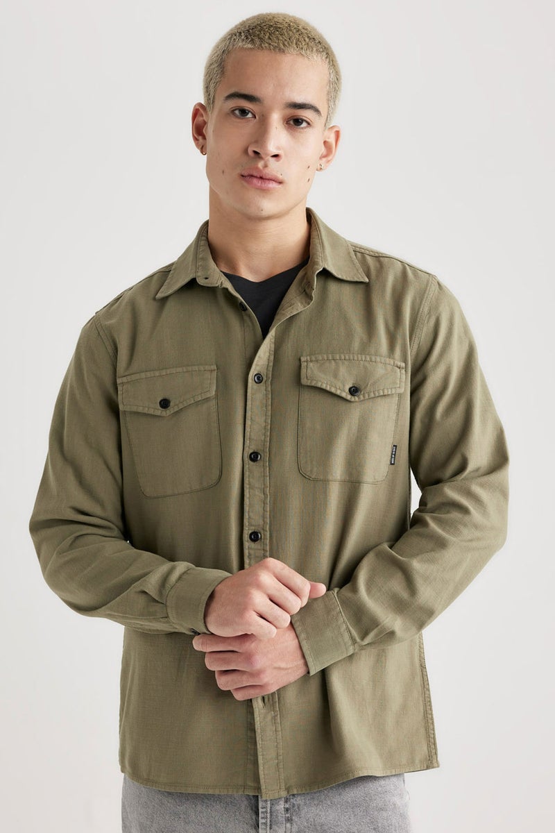 DeFacto Man Regular Fit Cotton Long Sleeve Shirt Jacket - Image 1