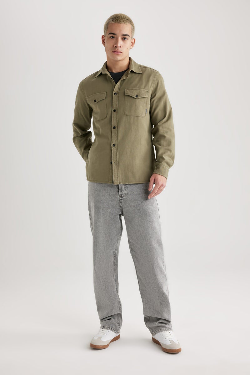 ديفاكتو قميص قطن قصة عادية بكم طويل - Image 2