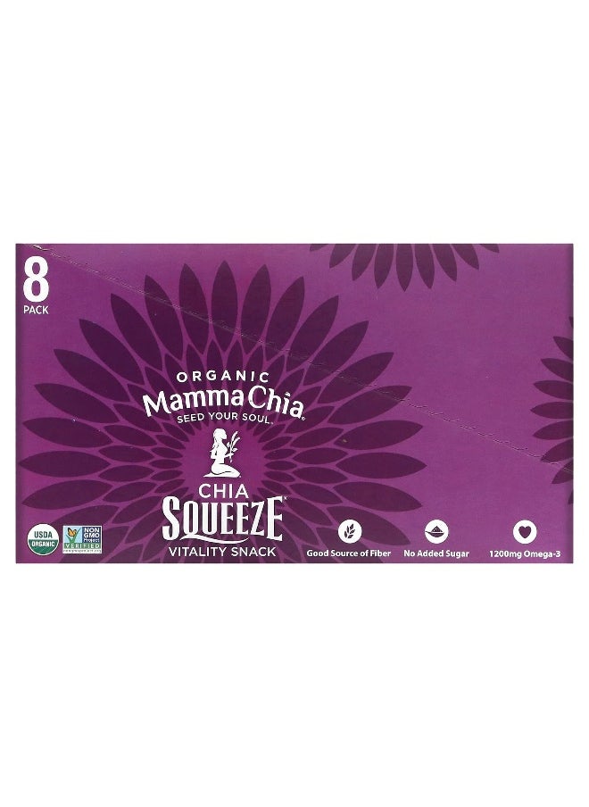 Mamma Chia Mamma Chia, Organic Chia Squeeze, Vitality Snack, Blackberry Bliss, 8 Squeezes, 3.5 oz (99 g) Each  - Image 1
