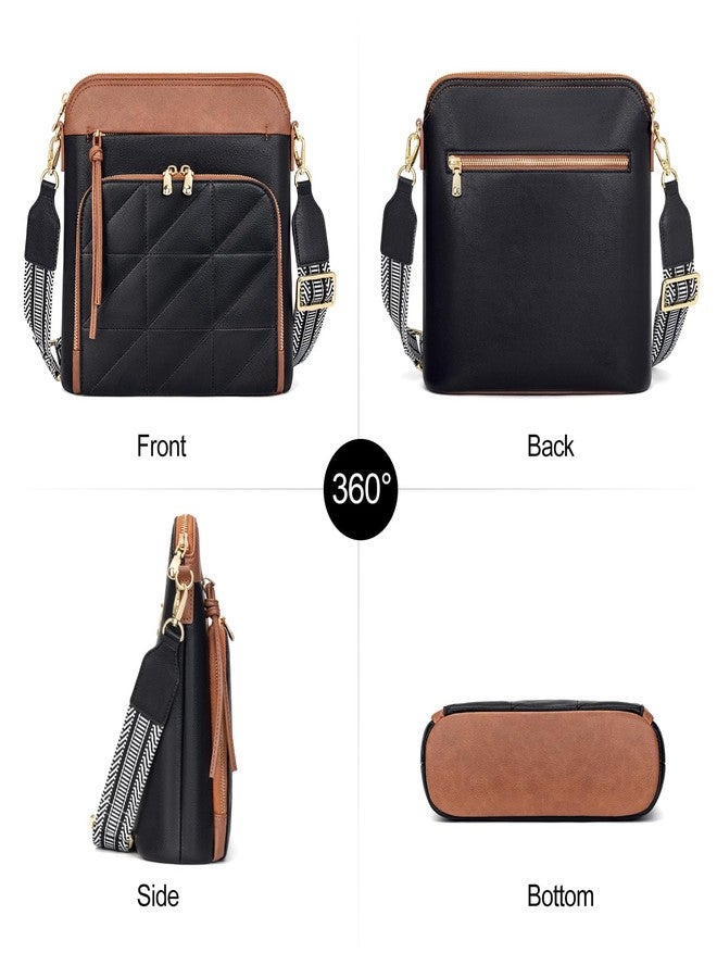 nuoku Crossbody Bag for Women,Small Lightweight Medium Shoulder Handbags Soft Leather Women's Crossbody Pursewith Tassel (Black Brown-A) - Image 3