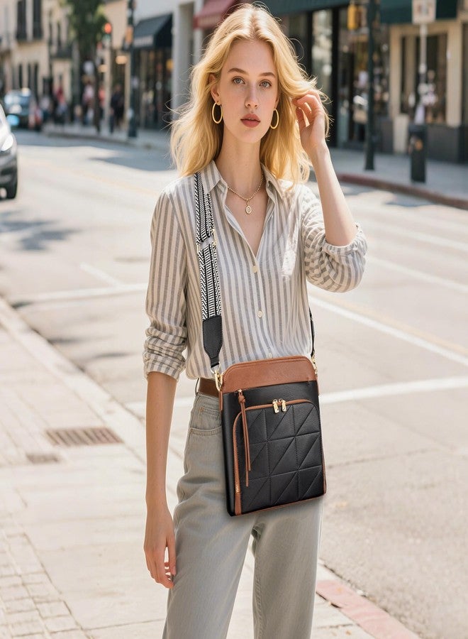 nuoku Crossbody Bag for Women,Small Lightweight Medium Shoulder Handbags Soft Leather Women's Crossbody Pursewith Tassel (Black Brown-A) - Image 2