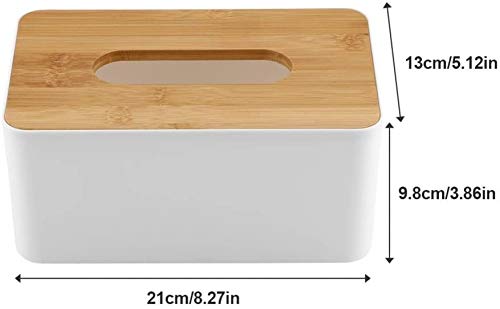 RIVUGJA Tissue Box Wooden Cover Plastic Tissue Box Holder for Home décor,Facial and Car Paper Napkin White Color Case with Removable Top Lid - 1 PCS - Image 3