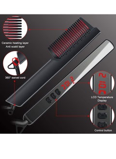 Generic Hair Straightener Brush,Beard Straightener Comb,Ceramic Heating,6 Temperature Control,Anti-Scald,Frizz-Free,30s Fast Heat Up, Auto Off, Portable Hair Straightening Comb,For Men & Women  - Image 5