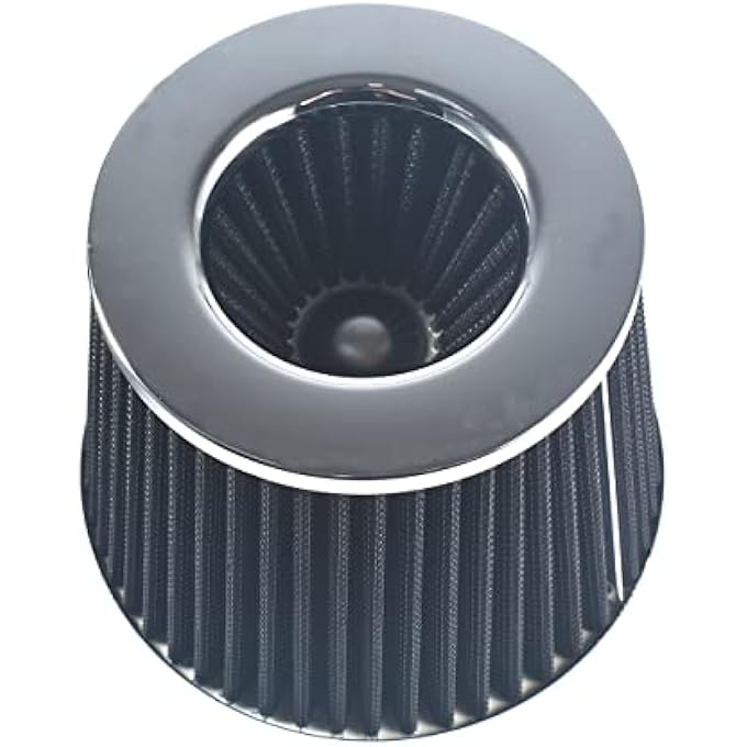 pinkhatcat Black 3" 76mm Performance High Flow Cold Air Intake Cone Replacement Dry Air Filter - Image 2