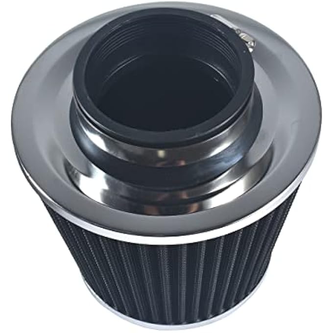 pinkhatcat Black 3" 76mm Performance High Flow Cold Air Intake Cone Replacement Dry Air Filter - Image 4