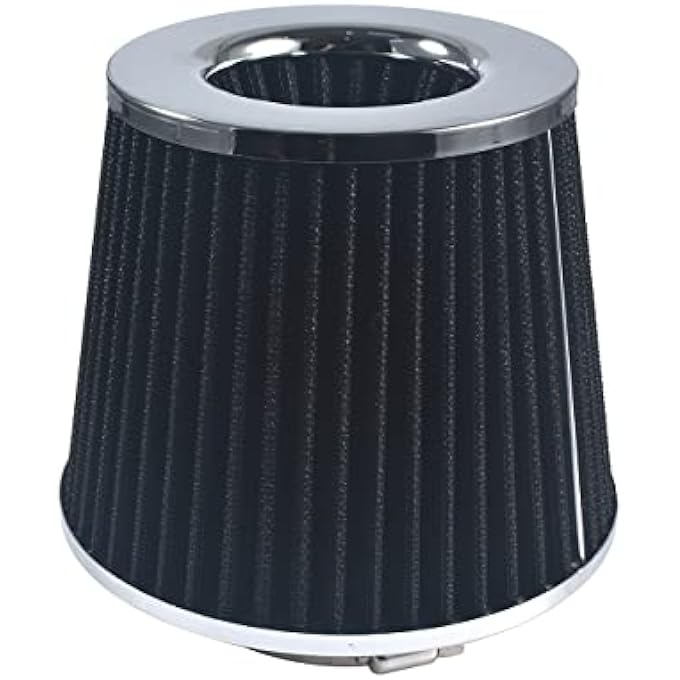 pinkhatcat Black 3" 76mm Performance High Flow Cold Air Intake Cone Replacement Dry Air Filter - Image 1
