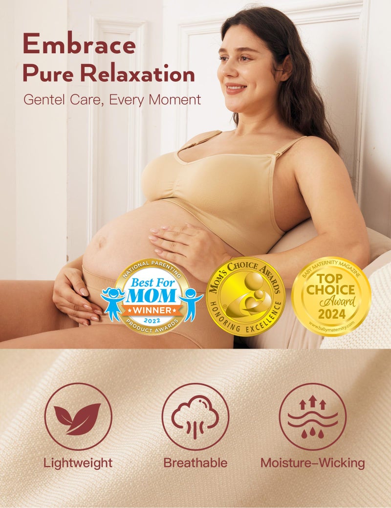 HOFISH حمالات صدر للرضاعة من هوفيش للحمل، عبوة 3 حمالات صدر عميقة على شكل V بدون سلك مع ملحقات ومشابك - Image 3
