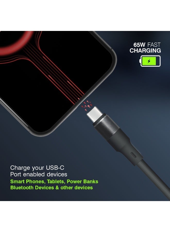 ERD كابل ERD USB-A إلى USB-C، شحن سريع 65 واط ونقل بيانات عالي السرعة | سلك متين وخفيف الوزن بطول متر واحد | عمر افتراضي يصل إلى 15000 انحناءة | للهواتف الذكية والأجهزة اللوحية وغيرها - Image 5