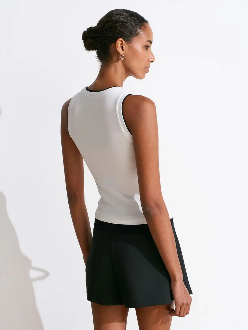 ديلفين DILVIN Sleeveless Ribbed Cotton Blouse