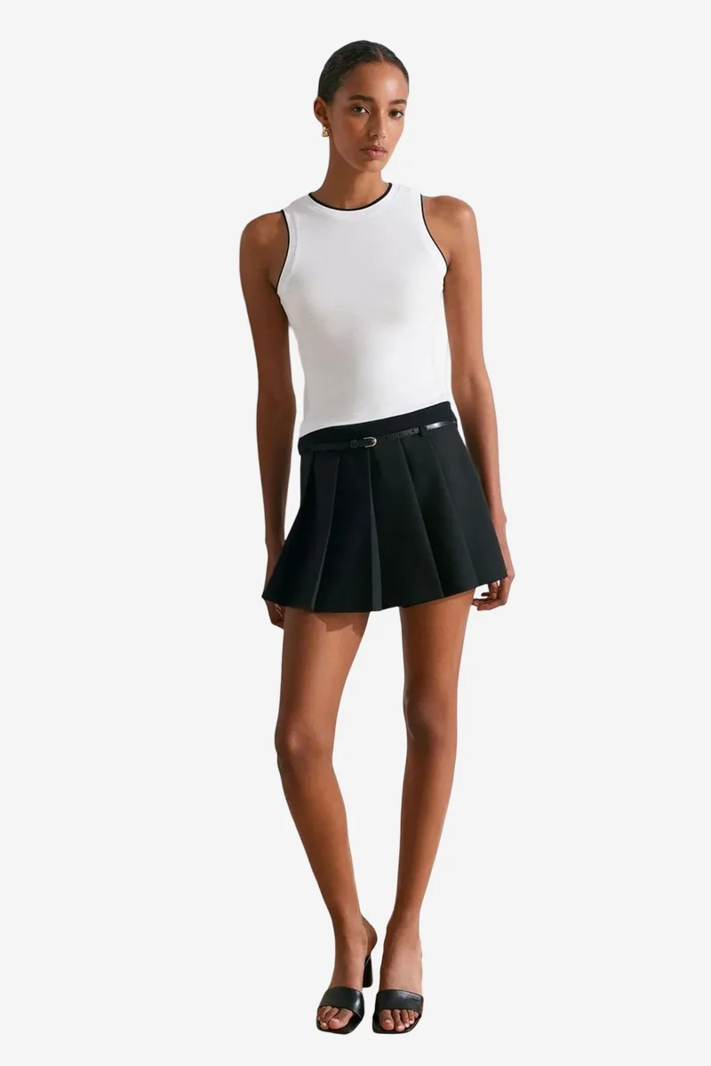 Dilvin White DILVIN Sleeveless Ribbed Cotton Blouse for Women | Best Price UAE