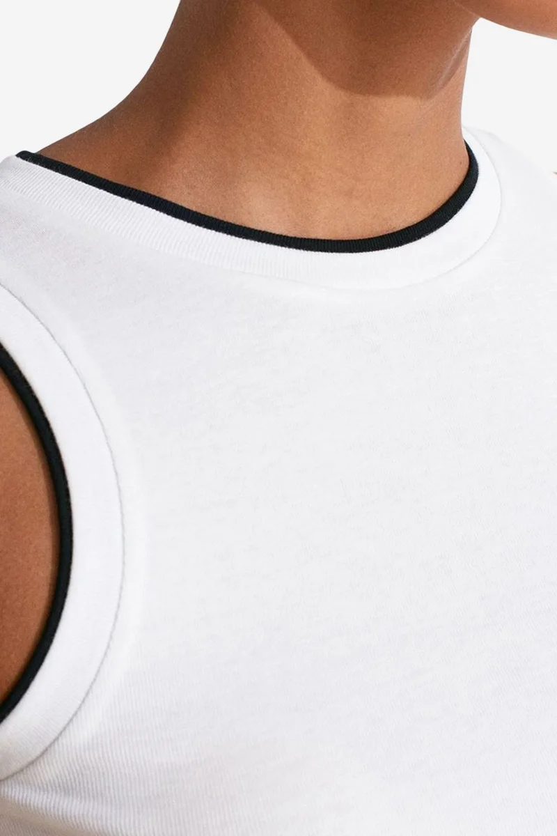 Dilvin White DILVIN Sleeveless Ribbed Cotton Blouse for Women | Best Price UAE