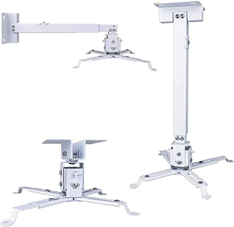 Arabest Universal Projector Mount Wall Or Ceiling Bracket With Adjustable Height And Extendable Arms Tilt Dlp Lcd Projection Mount For Home And Office Different Size Projector (White) - Image 1