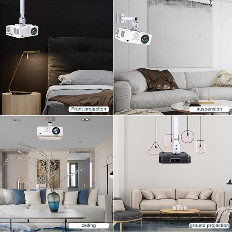 Arabest Universal Projector Mount Wall Or Ceiling Bracket With Adjustable Height And Extendable Arms Tilt Dlp Lcd Projection Mount For Home And Office Different Size Projector (White) - Image 3