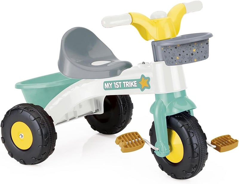 Dolu My First Trike Children's Bike, White and Green, Ideal for Children from 24 Months, Toys to Ride on Toys, Front and Rear Baskets, Easy Assembly, Horn Included - Image 1
