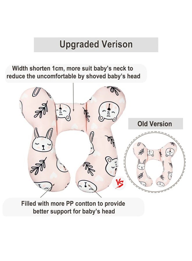 الدليبن وسادة سفر للأطفال للرأس والرقبة، وسادة دعم مطورة للأطفال، وسادة سفر ناعمة من القطن البولي بروبيلين، وسائد رقبة للأطفال لمقعد السيارة وعربة الأطفال أثناء السفر، للأطفال حديثي الولادة من عمر 0 إلى سنة، لعربة الأطفال ومقعد السيارة والسفر (أرنب) - Image 3