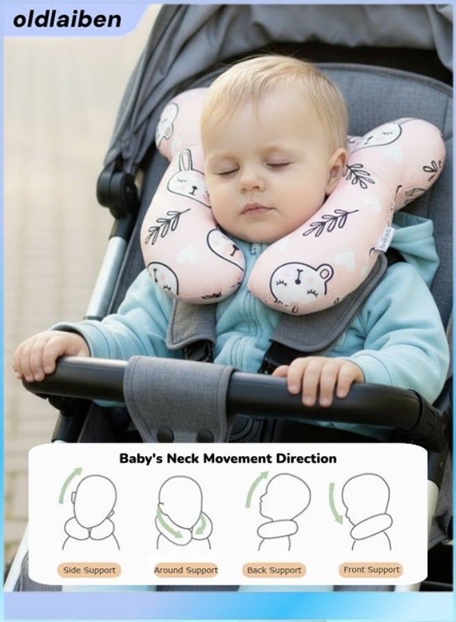 الدليبن وسادة سفر للأطفال للرأس والرقبة، وسادة دعم مطورة للأطفال، وسادة سفر ناعمة من القطن البولي بروبيلين، وسائد رقبة للأطفال لمقعد السيارة وعربة الأطفال أثناء السفر، للأطفال حديثي الولادة من عمر 0 إلى سنة، لعربة الأطفال ومقعد السيارة والسفر (أرنب) - Image 1