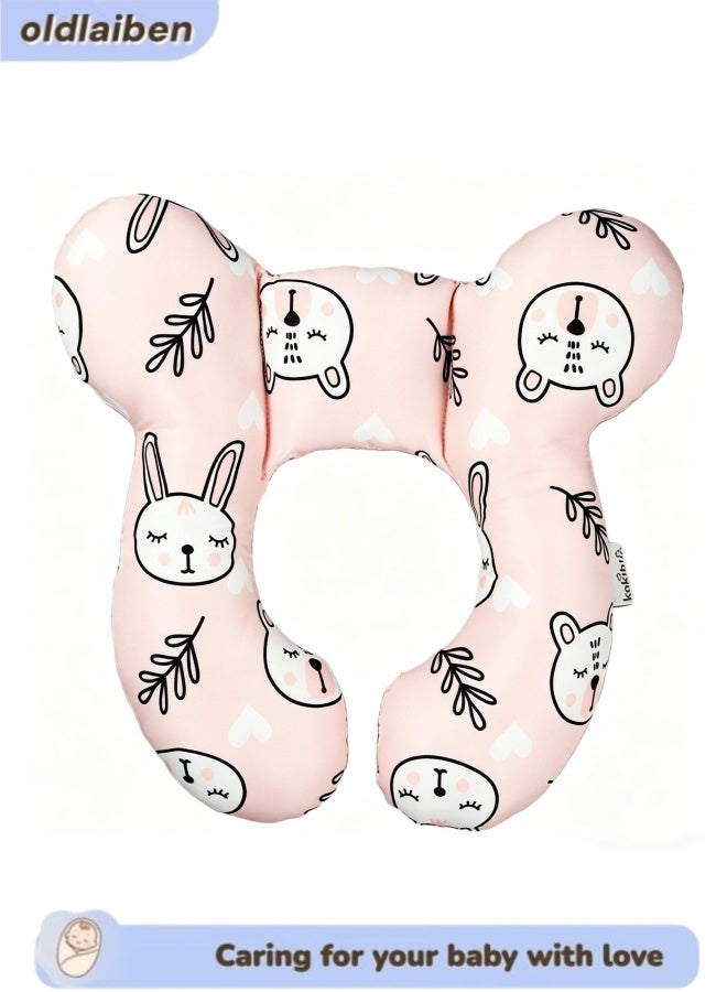 oldlaiben Baby Neck Pillow,Baby Head Pillow,Baby Travel Pillow For Head And Neck,Baby Support Pillow,Soft PP Cotton Pillow,Baby Neck Pillows For Car Seat Pushchair Travel ,For 0-1 Year Old Toddler Infant Newborn(Rabbit) - Image 1