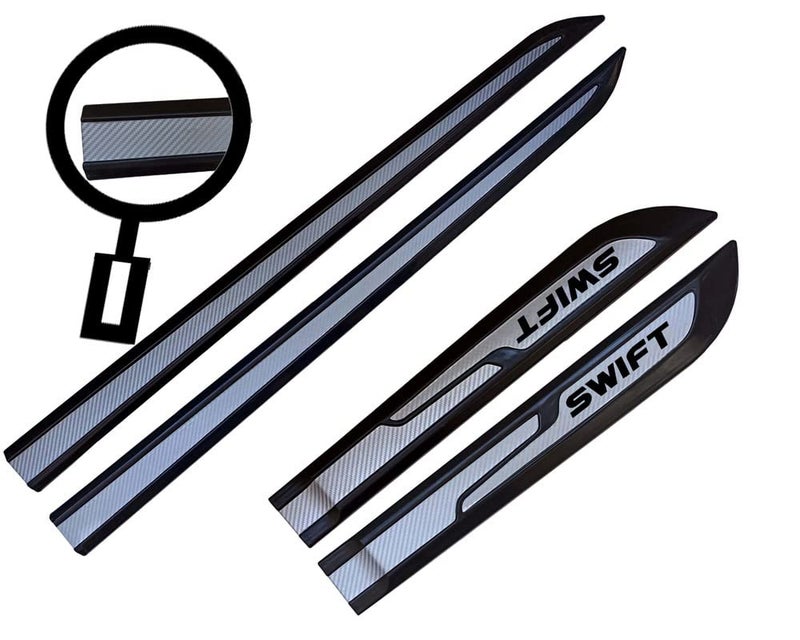 Auto E-Shopping Car Door Side Beading Moulding Silver Black Colour Compatible for Maruti Swift All Models Set of 4 Pieces | Plastic - Image 2