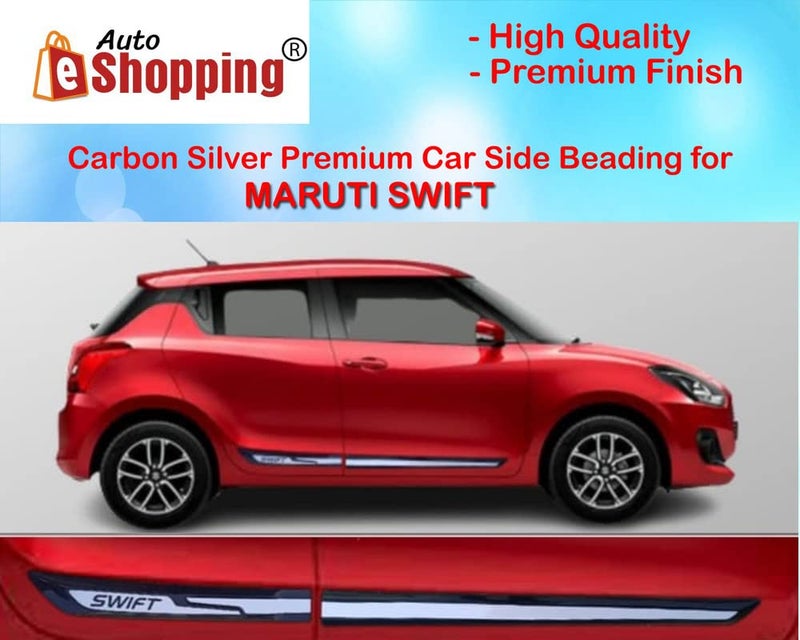 Auto E-Shopping Car Door Side Beading Moulding Silver Black Colour Compatible for Maruti Swift All Models Set of 4 Pieces | Plastic - Image 5