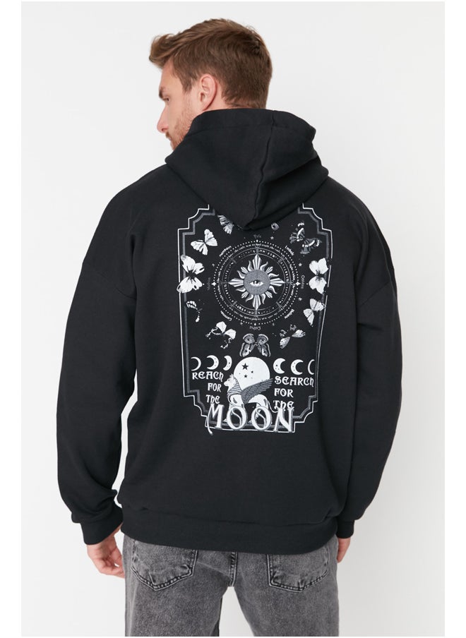 Black Men's Oversize Hoodie. Space Printed Cotton Sweatshirt with a Soft Pile Interior TMNAW23SW00344. - pzsku/ZA36901F7CED27DEDC687Z/45/_/1706514369/c3f5c7cb-1097-42ec-8b56-5e171cc16bbf