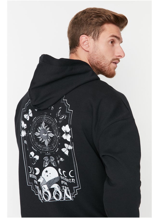 Black Men's Oversize Hoodie. Space Printed Cotton Sweatshirt with a Soft Pile Interior TMNAW23SW00344. - pzsku/ZA36901F7CED27DEDC687Z/45/_/1706514400/616dd850-d605-4d0d-bb4e-9772ccc9f310