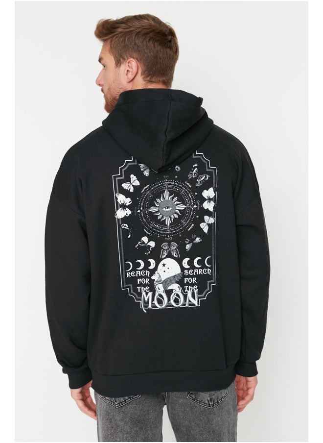 Black Men's Oversize Hoodie. Space Printed Cotton Sweatshirt with a Soft Pile Interior TMNAW23SW00344. - pzsku/ZA36901F7CED27DEDC687Z/45/_/1706514401/37552ec5-7442-4b9f-a771-33384f8d1811