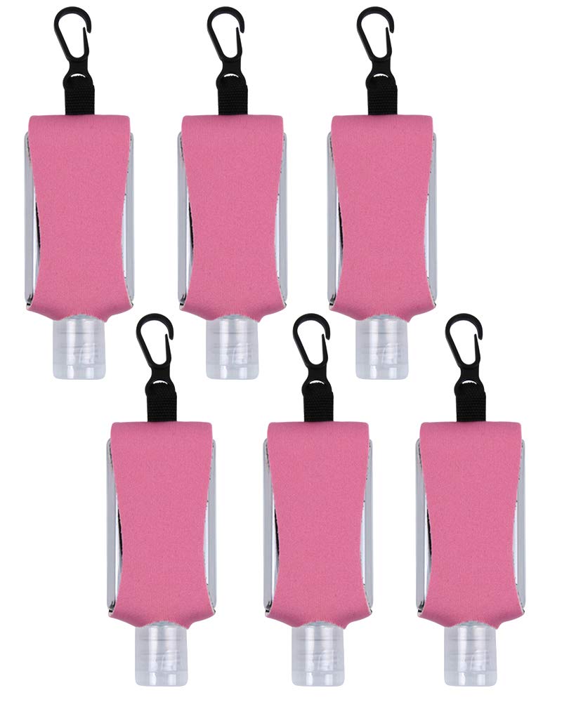 ICObuty Empty Bottle for Hand Gel Products Liquid Soap 6 Pack 1 OZ Travel Sized Holder Keychain Carriers Flip Cap Reusable Portable (Hot Pink1) - Image 5