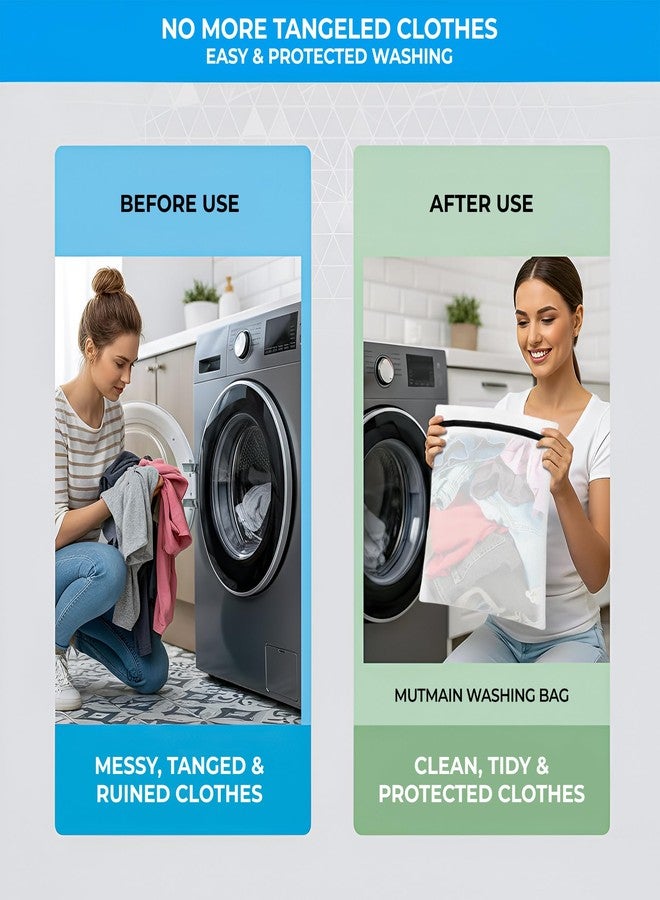 MUTMAIN 3 Piece (S1/M1/L1) Mesh Laundry Washing Bag for Dirty Clothes, Blouse, Bra, Hosiery, Lingerie, Stocking & Jeans, Foldable Mesh Bag With Zipper Closure, Travel Pouch Packing Bags, white - Image 4