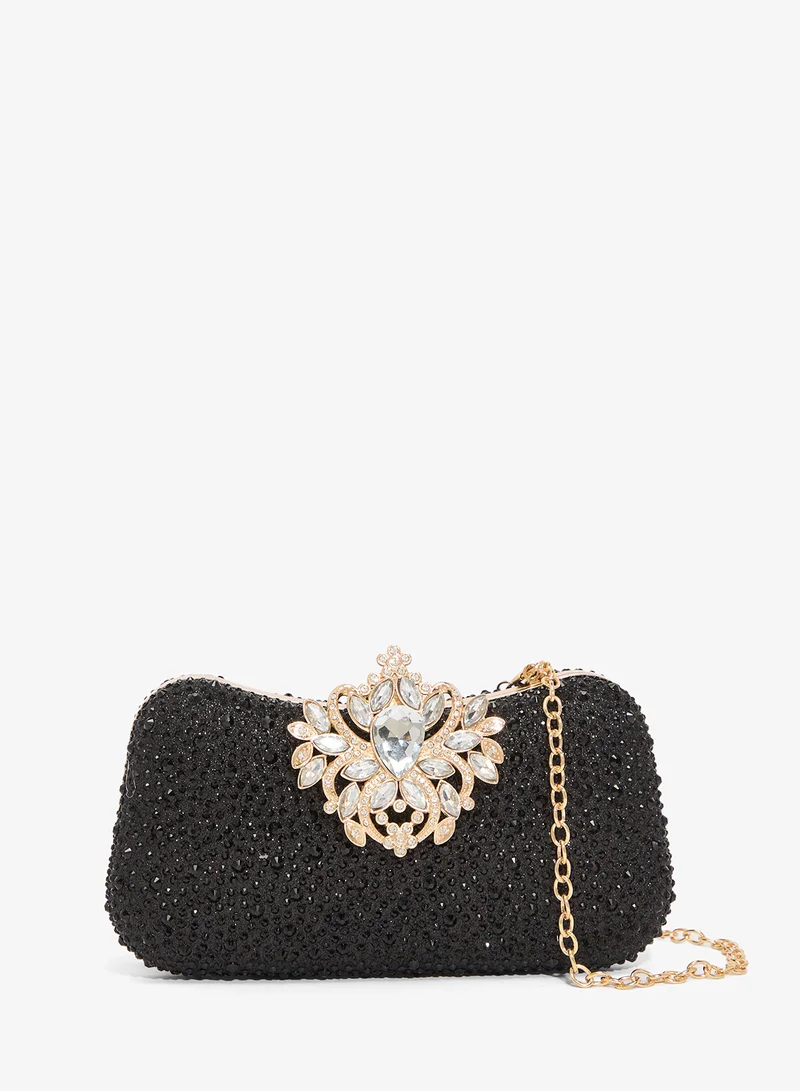 Black Detailed Diamonte Embellished Bag