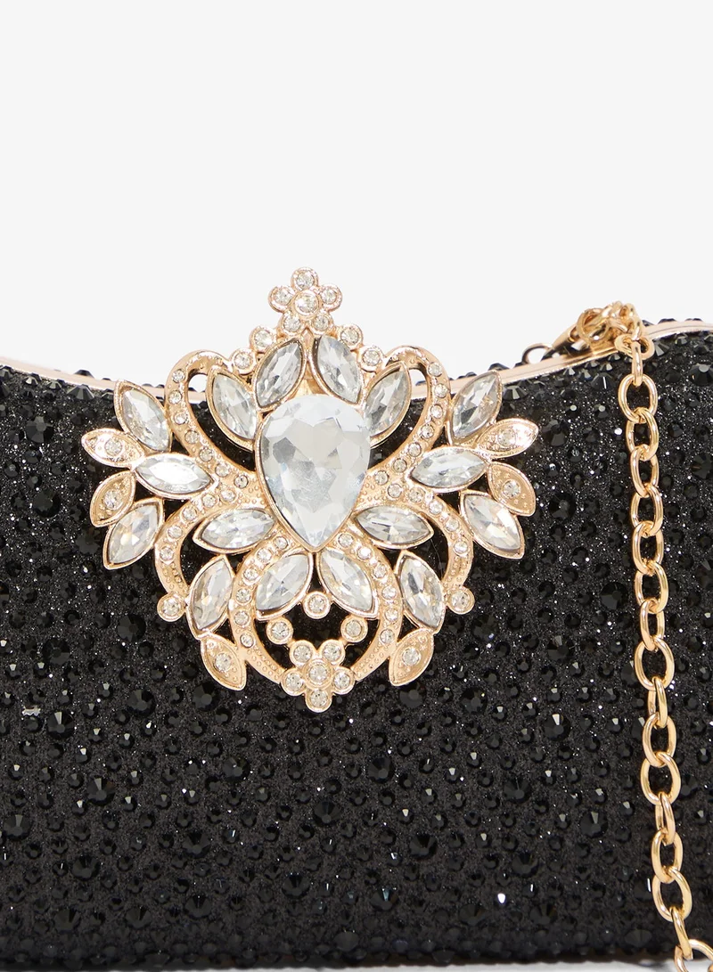 Khizana Black Black Detailed Diamonte Embellished Bag for Women | Best Price UAE