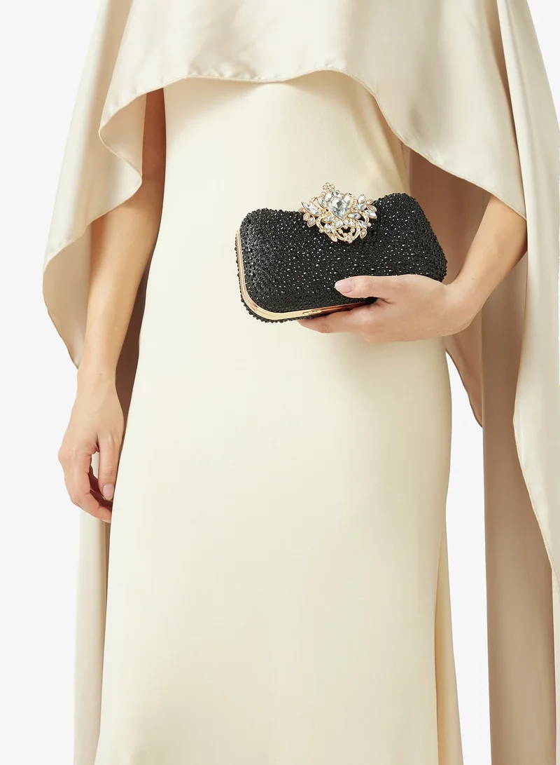Black Detailed Diamonte Embellished Bag