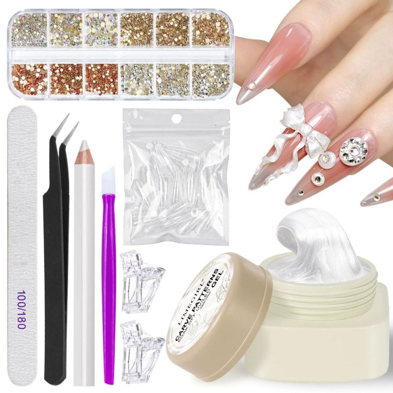 Silk carving glue+nail plates+nail tools   ZH714-2  color - Image 5
