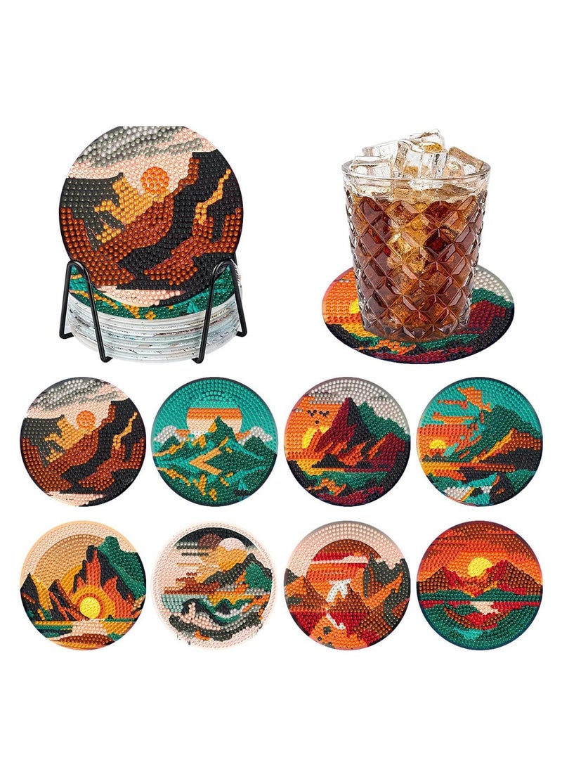 Bukela DIY Diamond Painting Coasters Kit with Holder, 8 Pcs Includes Tools Accessories, Perfect Craft Project for Families DIY Enthusiasts, Enhances Decor Practical Use in Any Setting - Image 1