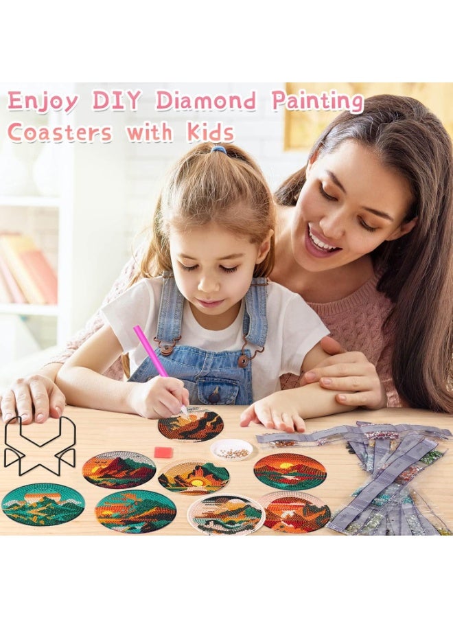 Bukela DIY Diamond Painting Coasters Kit with Holder, 8 Pcs Includes Tools Accessories, Perfect Craft Project for Families DIY Enthusiasts, Enhances Decor Practical Use in Any Setting - Image 2