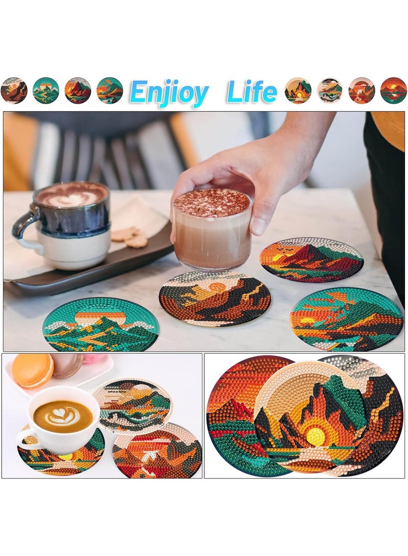 Bukela DIY Diamond Painting Coasters Kit with Holder, 8 Pcs Includes Tools Accessories, Perfect Craft Project for Families DIY Enthusiasts, Enhances Decor Practical Use in Any Setting - Image 3