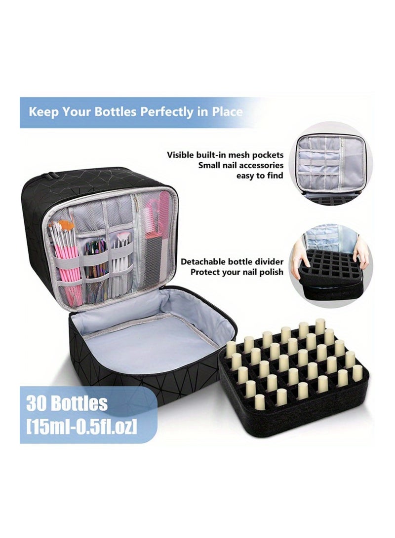 ORiTi Nail Polish Organizer Double-Layer Nail Tools And Nail Dryer Case With Dividers - Image 5