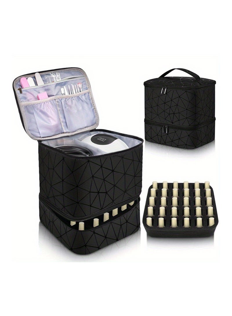 ORiTi Nail Polish Organizer Double-Layer Nail Tools And Nail Dryer Case With Dividers - Image 3