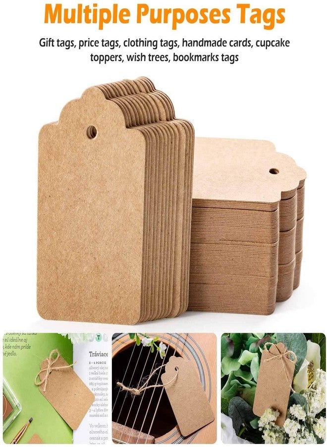 CVANU 200pcs Premium Gift Label, Double-Sided Available Kraft Paper Price Labels with 200 Root Natural Jute Twine, Craft Labels Treats for Wedding Christmas Day Thanksgiving - Image 2