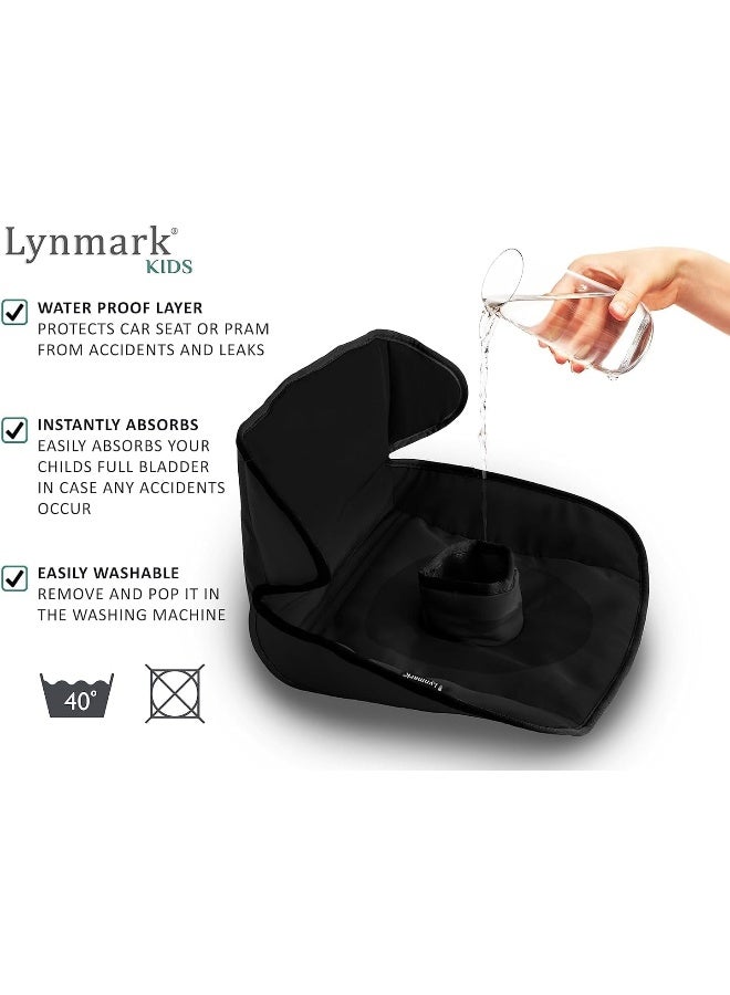 Lynmark Car Seat Protector for Potty Training | Travel potty Cover from Spillages, Nappy Leaks & Toilet training| Piddle Pad fits all carseat & buggy, age: 6m-4 years old |Keeps seat Clean & dry! Black - Image 3