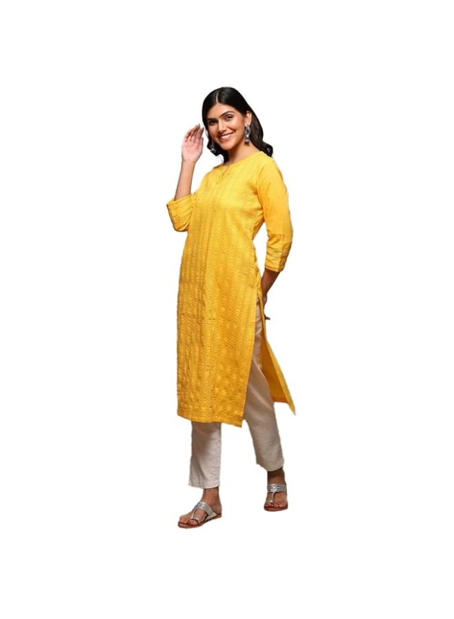 BIBA Women Cotton Regular Fit Straight Kurta 4xl - Image 4