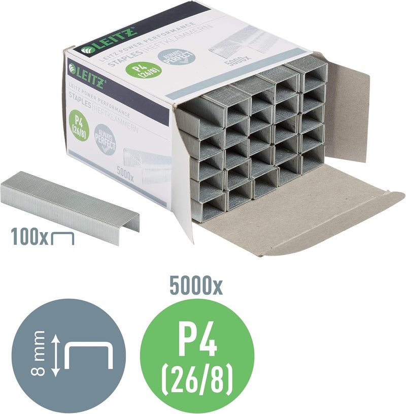 LEITZ P4 Power Performance 26/8 Silver 8 mm Staples, 5000 Staples, Up to 40 Sheet Capacity - Image 3