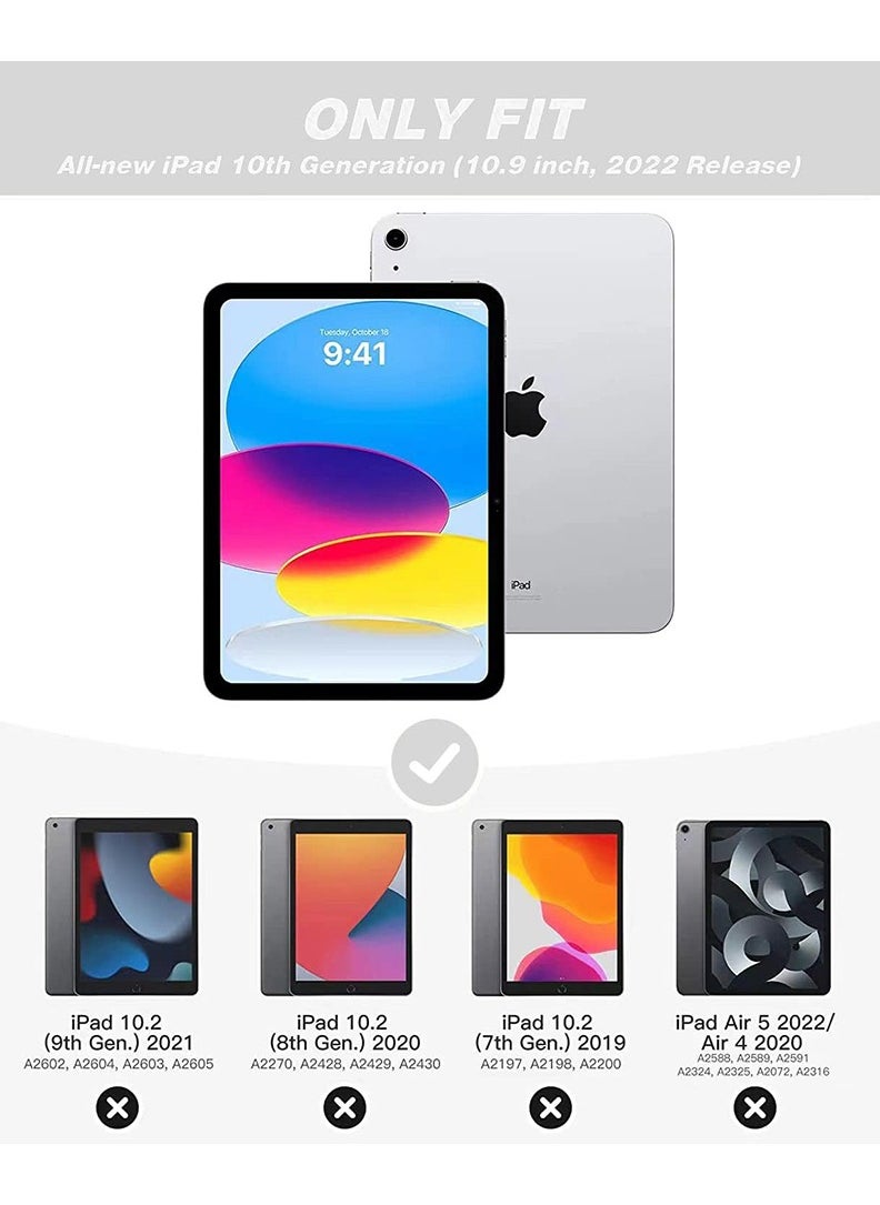 Theodor حافظة حماية لجهاز iPad 10th Gen 10.9 2022، غطاء ذكي رفيع مع حامل قلم وحامل ثلاثي الطيات، رمادي فاتح  - Image 2