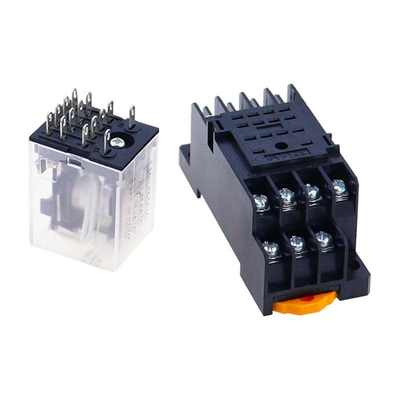 MY4NJ HH54PL مرحل الطاقة 4NO 4NC 14 دبوس قاعدة سكة DIN ملف AC DC 12V إلى 380V مؤشر LED أخضر - Image 5