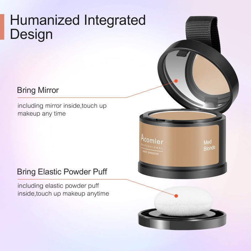 Acomler Instantly Root Cover Up Hairline Shadow Powder,Root Touch Up Hair Color Powder,Medium Blonde for Thinning Hair,Grey Hair Coverage for Women Men with Eyebrow,Beard Line,Bald Spot(Medium Blonde) - Image 4