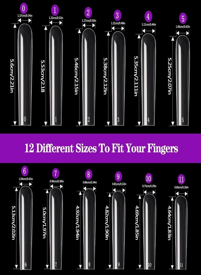روبي فيس أطراف أظافر روبي فيس مربعة الشكل مقاس 3XL، 240 قطعة من أطراف الأظافر الاصطناعية الشفافة ذات التغطية الكاملة، أطراف أظافر أكريليك مربعة طويلة جدًا رقم 3 منحنية على شكل حرف C، أظافر صناعية مربعة مدببة مقاس XXXL للصالونات وفن الأظافر المنزلي، 12 مقاسًا - Image 4