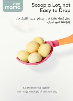 سوبر ماما 2 قطعة من ملاعق الأطفال المصنوعة من السيليكون لتدريب الأطفال والرضع في المرحلة الأولى من ملاعق الرضع المتينة وملاعق الفطام والتغذية المقاومة للحرارة وملعقة تقديم الأطفال  - Image 5