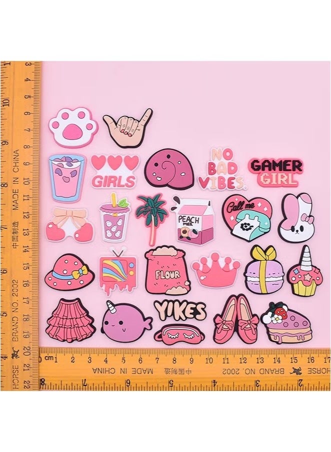 30Pcs Pink Girls Decoration Charms, Shoe Decoration, Cute Girly Charm Gift for Girls Kids Teens Women Adults - Image 4